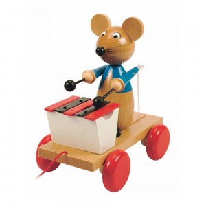 WOODY Мишка за дърпане с ксилофон